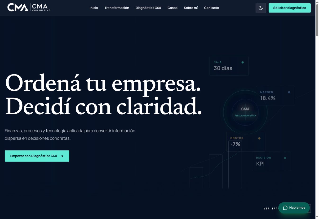 Captura del sitio institucional de CMA Consulting